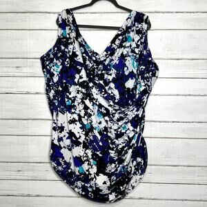 Swimsuits for All One Piece Swimsuit Blue Black Plus Size 34